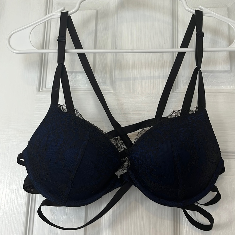 Sexy VS navy front close straps push up bra